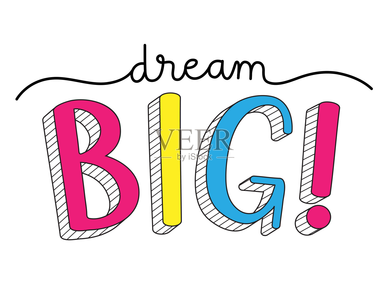 梦大!彩笔书法横幅插画图片素材