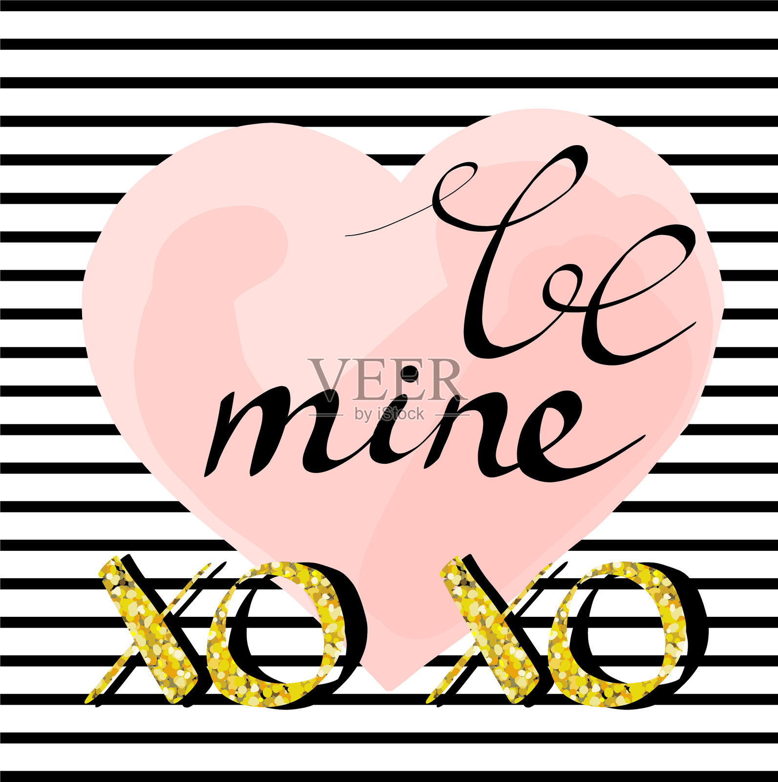 情人节快乐-金灿灿的手画插画图片素材