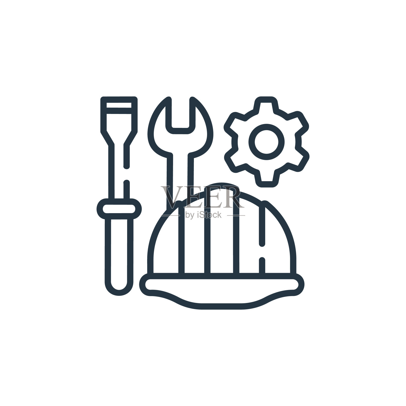 白色背景上的头盔矢量图标。网站设计和移动应用程序开发的轮廓细线头盔图标。细线头盔轮廓图标矢量图图标素材