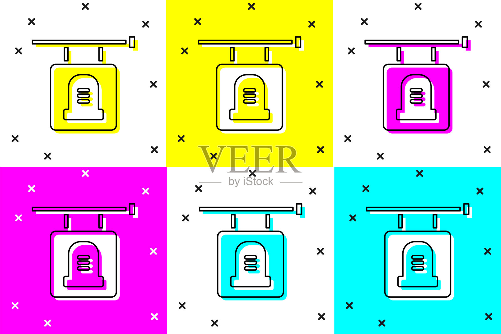 设置招牌墓碑图标隔离的颜色背景。向量图标素材