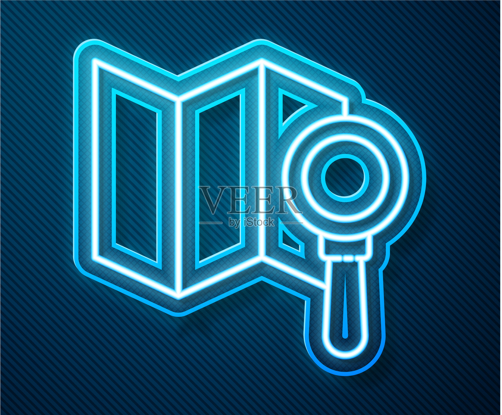 霓虹灯线搜索位置图标孤立插画图片素材