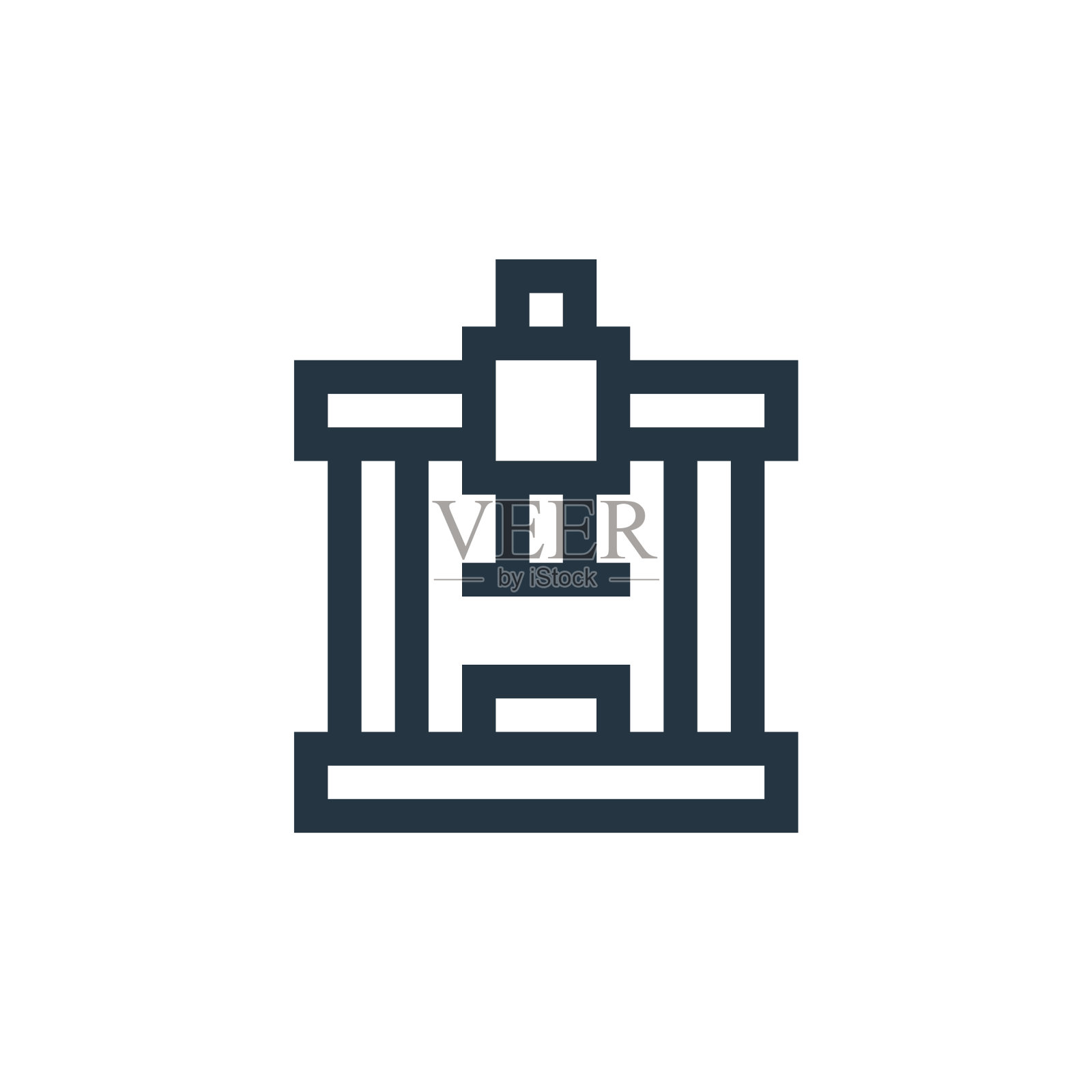 机器按下矢量图标孤立在白色背景。轮廓机,细线机按图标进行网站设计和移动,应用程序开发。细线机按轮廓图标矢量插图。图标素材