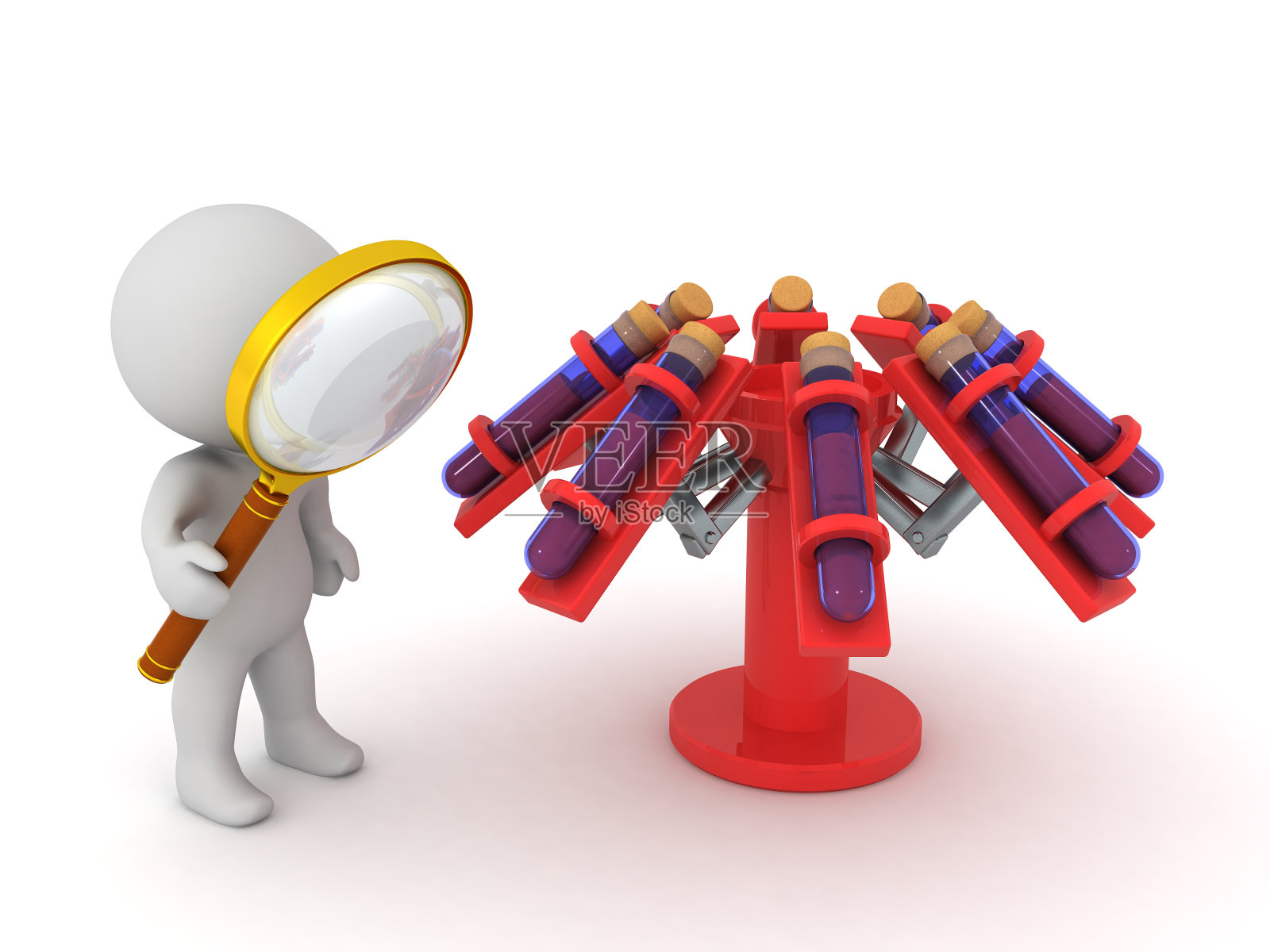 3D字符与放大镜看医疗设备照片摄影图片