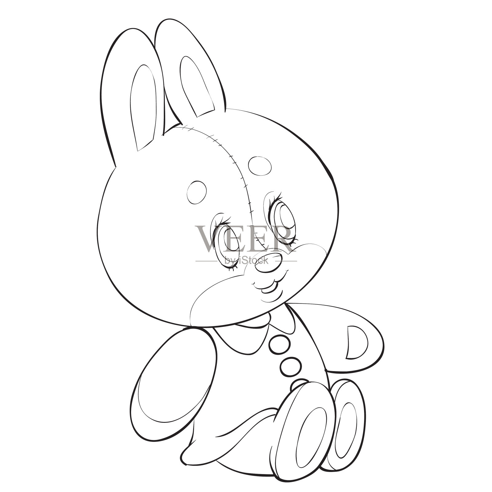 玩具兔子坐在衣服和等待设计元素图片