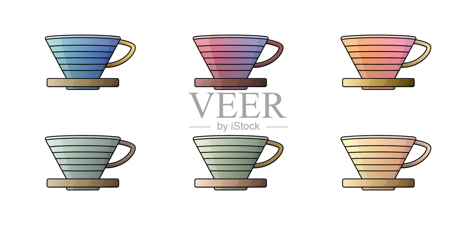 颜色倒在咖啡机滴管图标插画图片素材