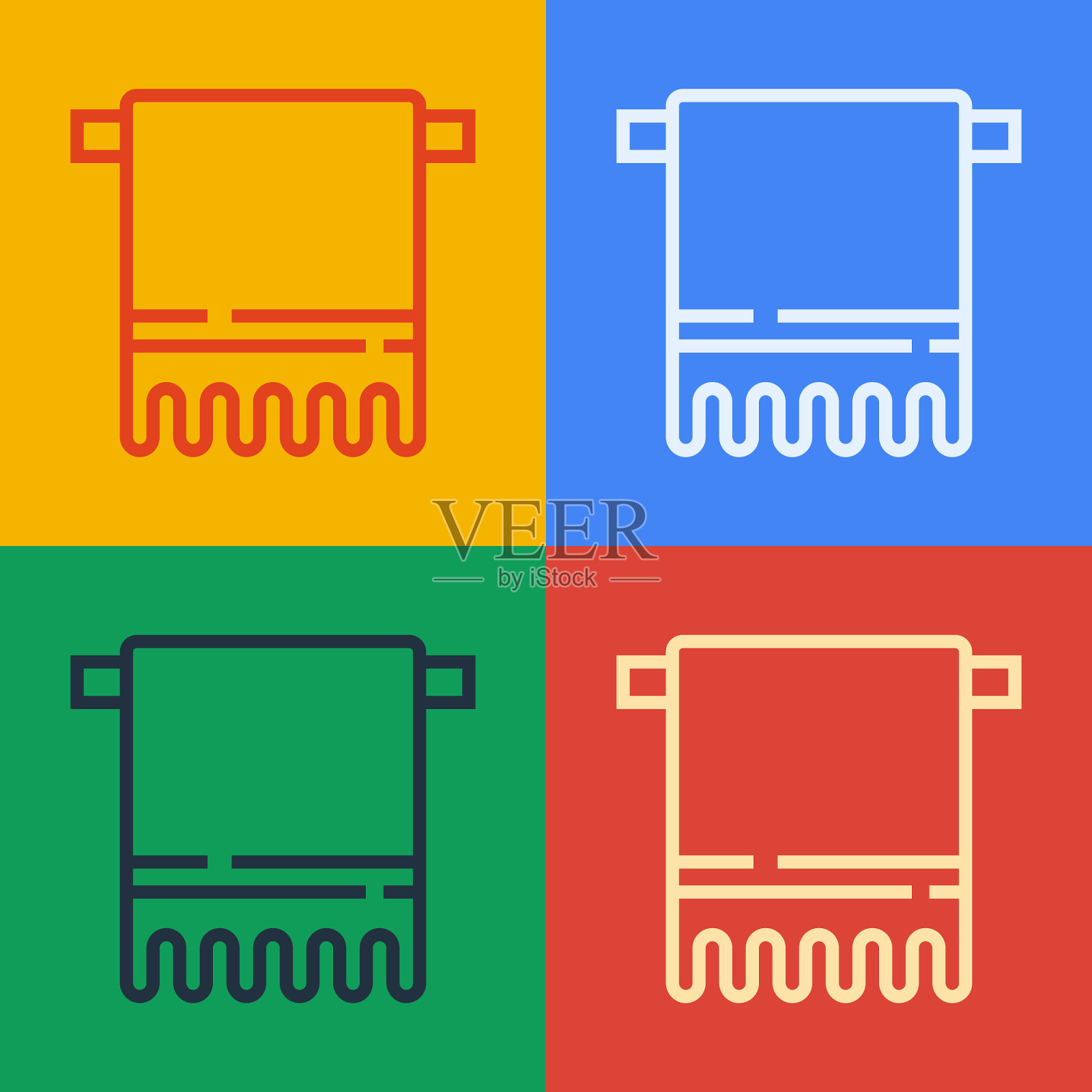 波普艺术线毛巾在衣架图标孤立上插画图片素材