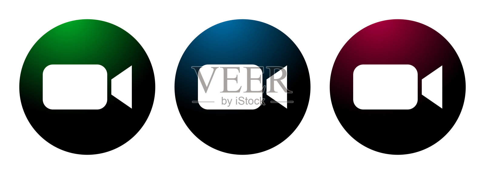 夜间圆形按钮摄像机图标插图图标素材