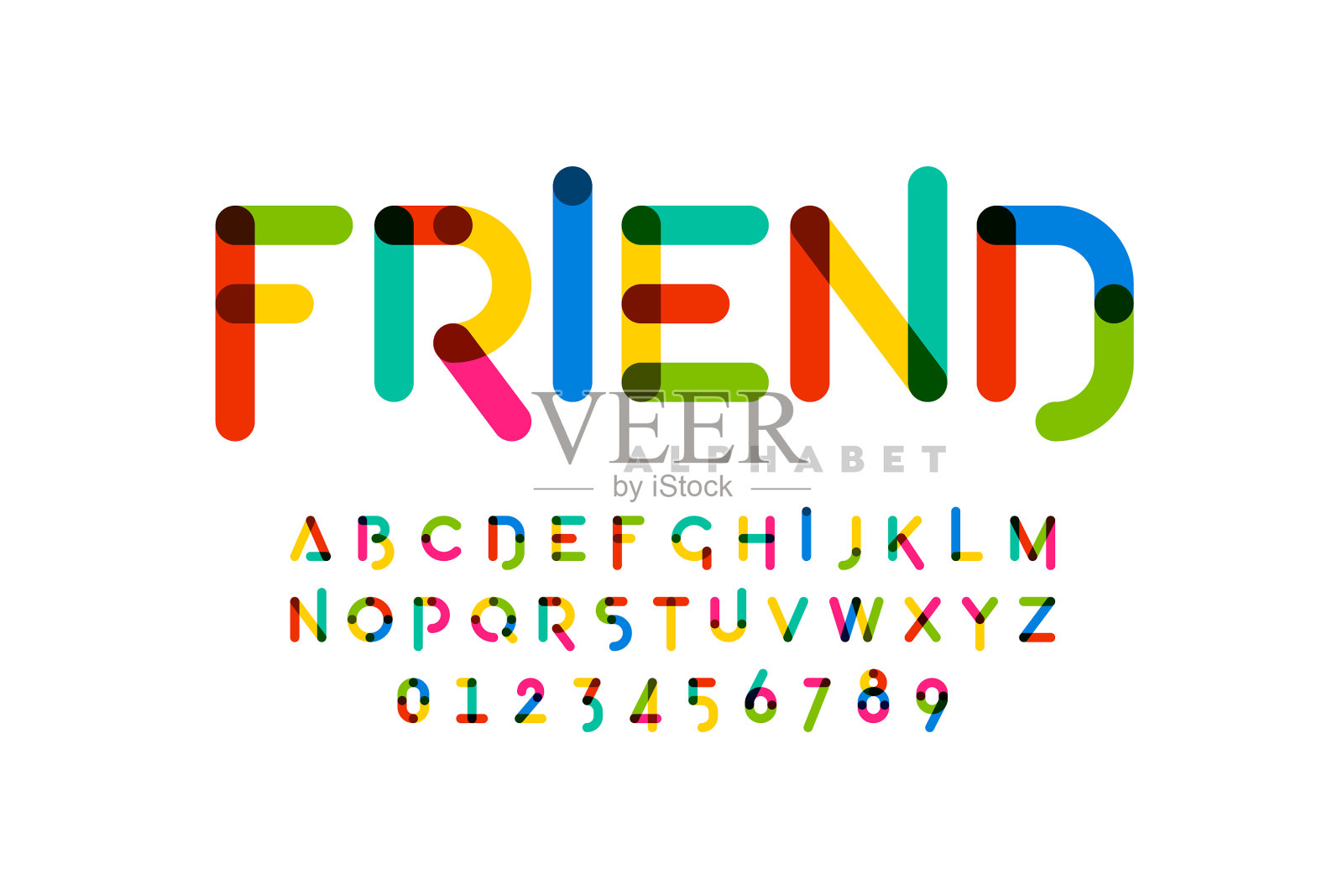 活泼的儿童风格的彩色字体设计插画图片素材