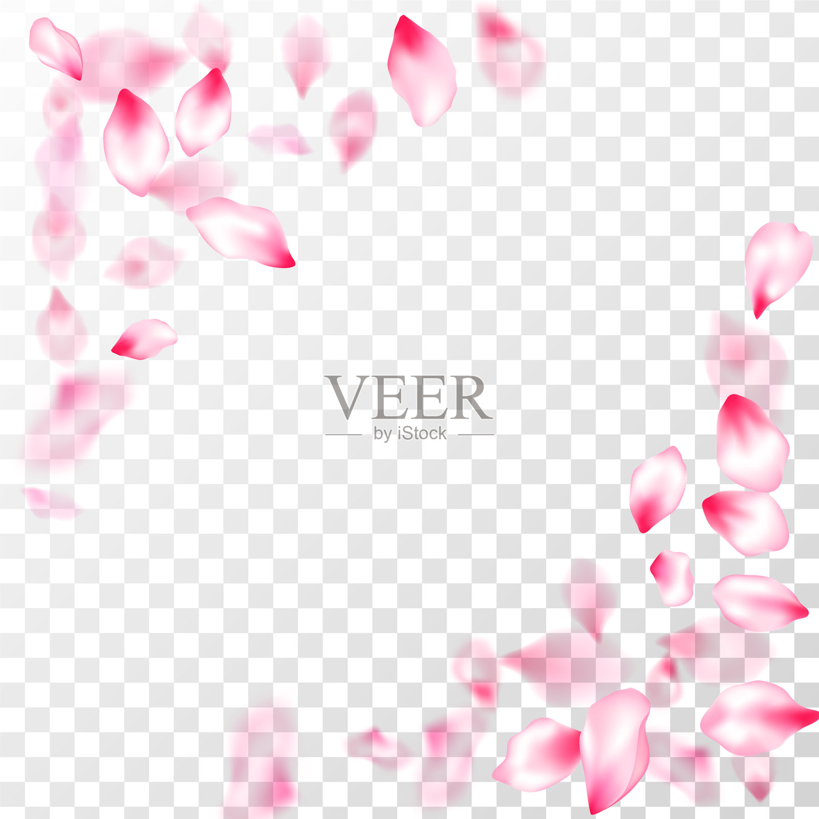 春天的树花在风中飞舞插画图片素材