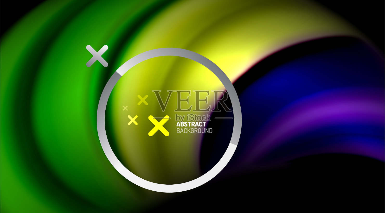 漩涡曲线模糊了彩色全息线插画图片素材