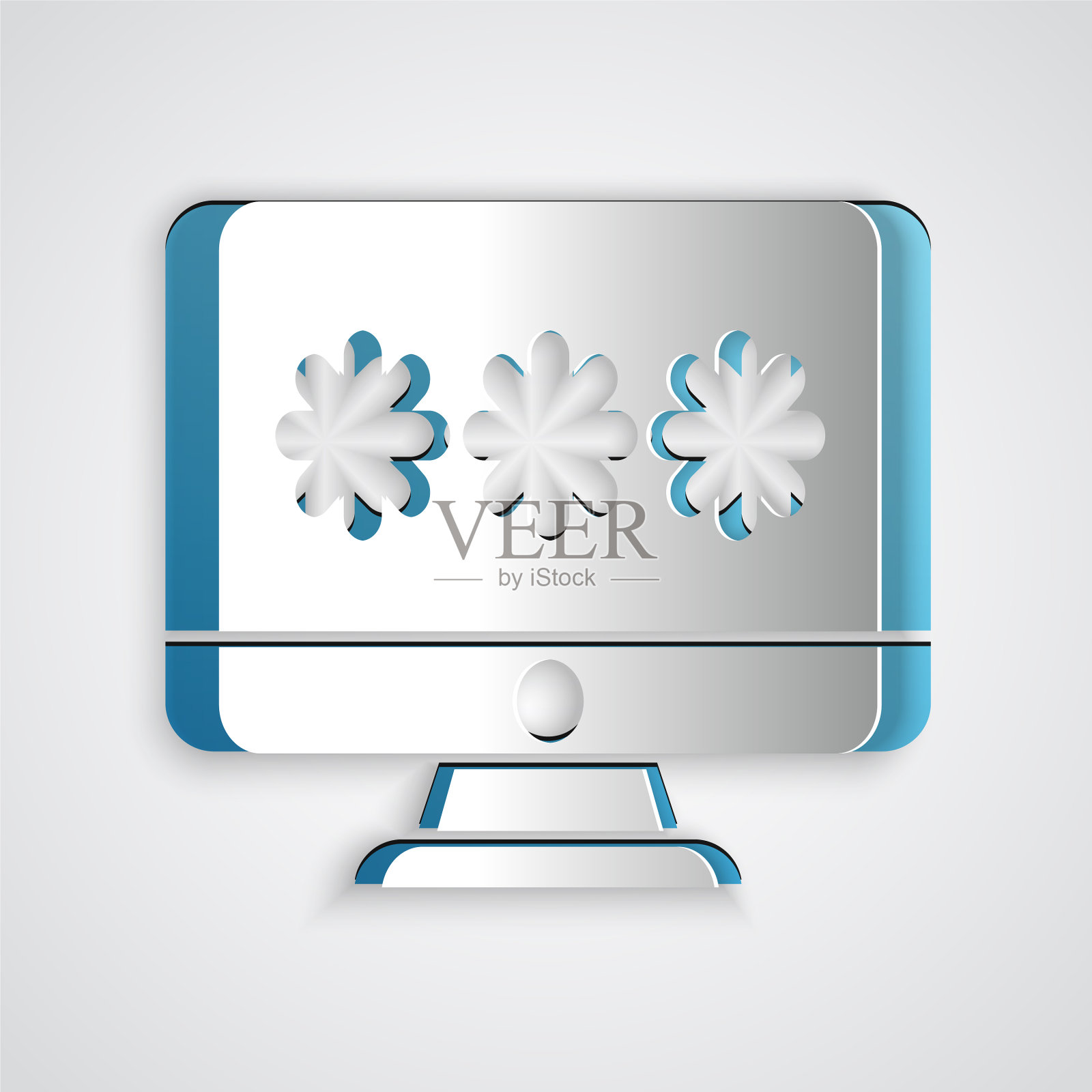 剪纸显示器与密码通知图标图标素材