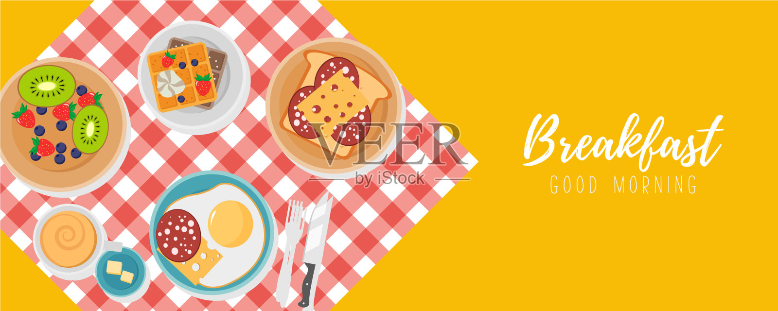 早餐用餐时间插画图片素材