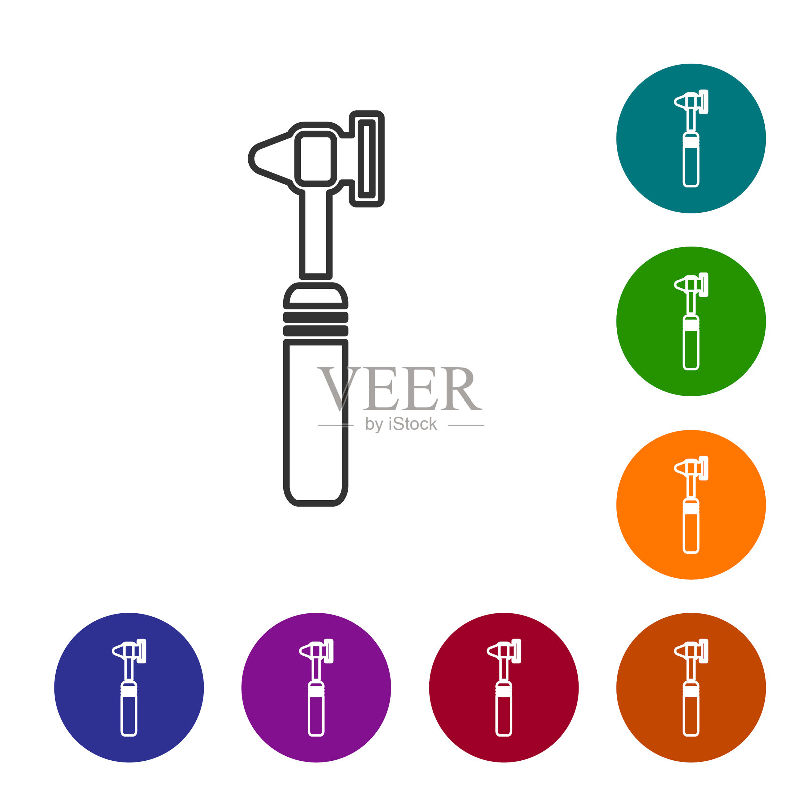 医用耳镜工具图标黑线隔离插画图片素材