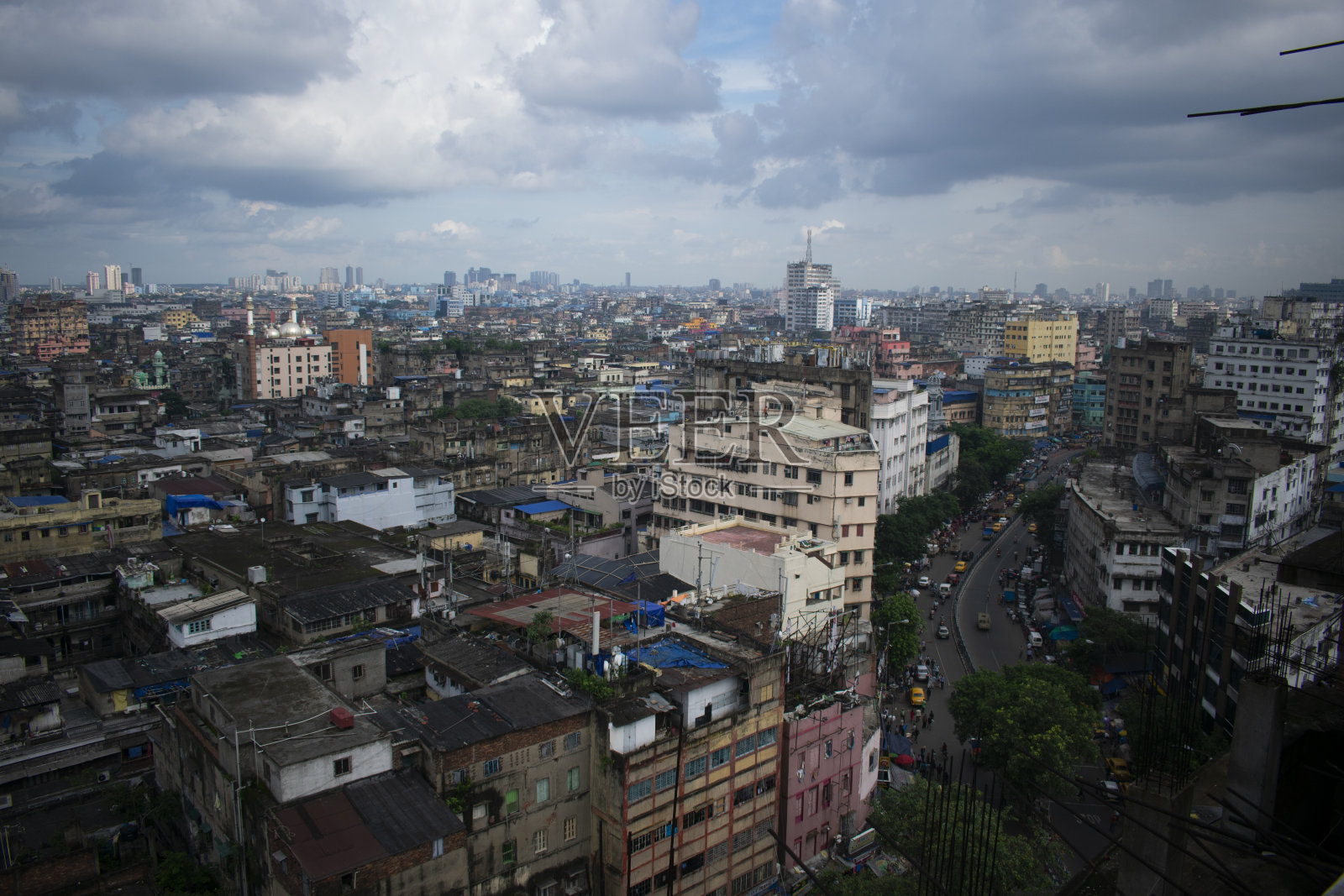 加尔各答城市的天际线照片摄影图片