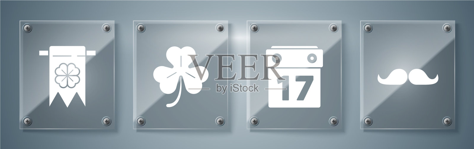 用日历设置八字胡圣帕特里克节图标素材