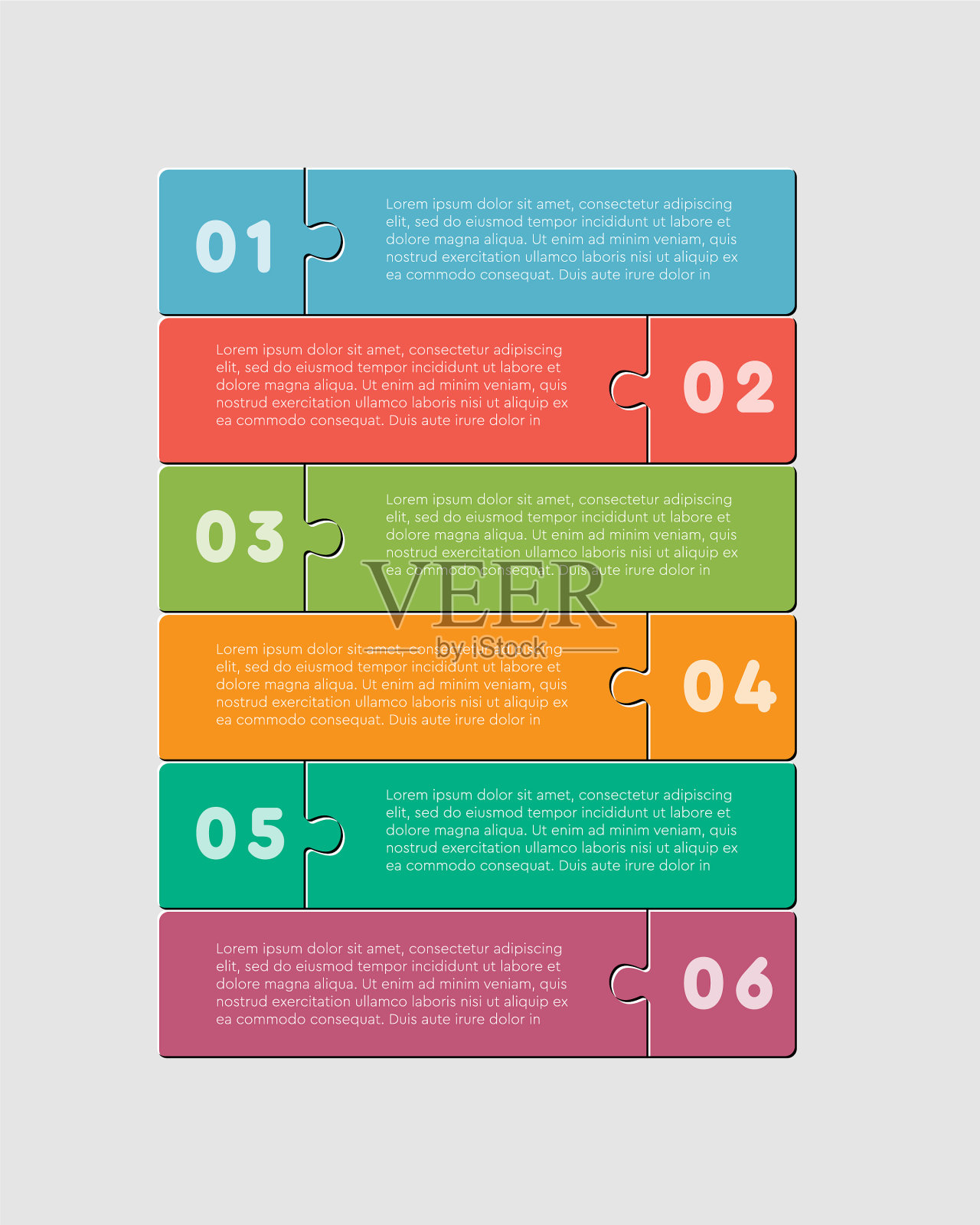 六块拼图方图信息图设计模板素材