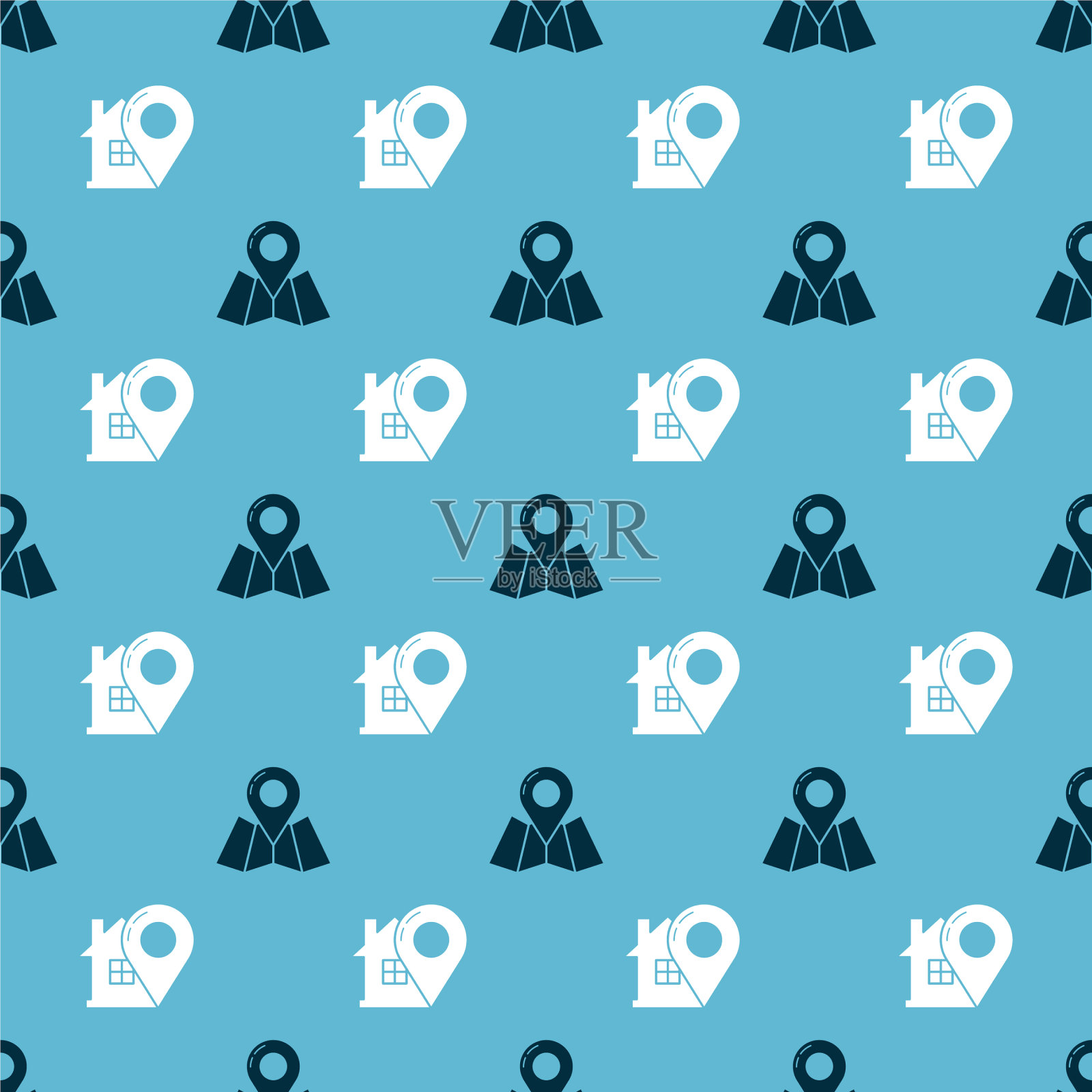 设置折叠地图与位置标记和地图图标素材