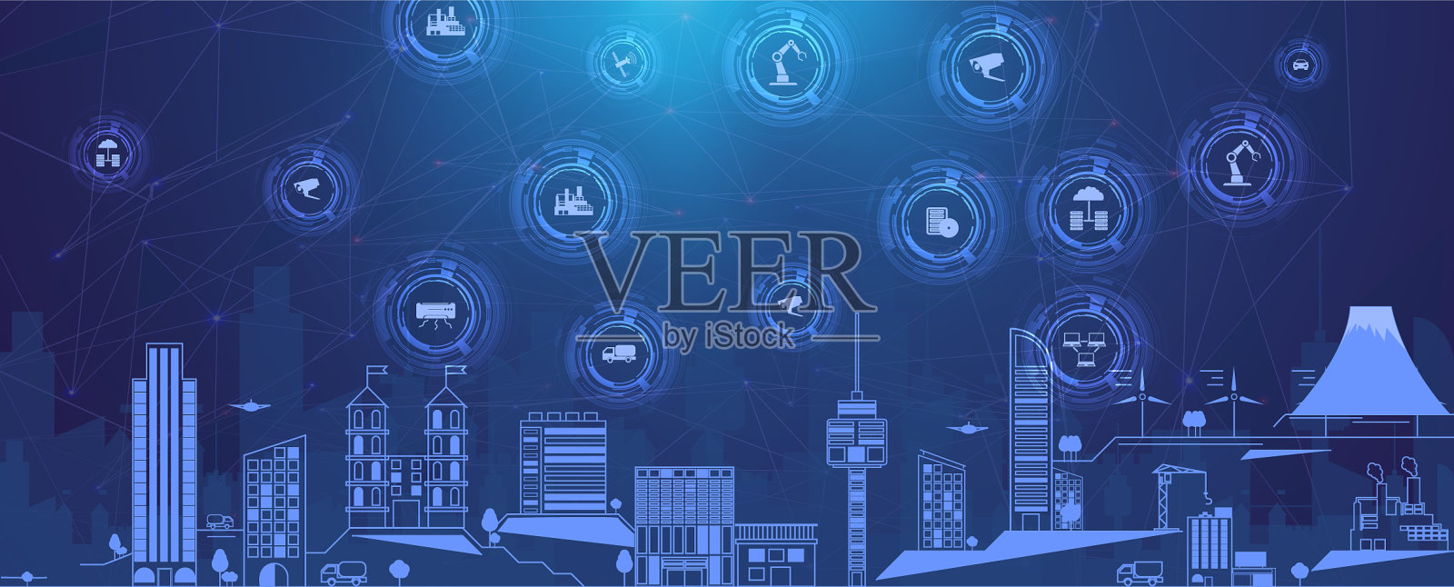 概念智慧城市网页横幅插画图片素材