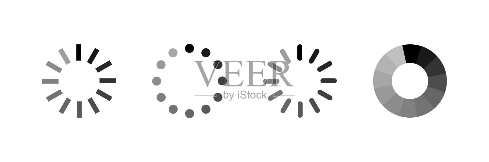 加载图标。一组加载图标在白色背景。加载条矢量插图。下载过程。插画图片素材