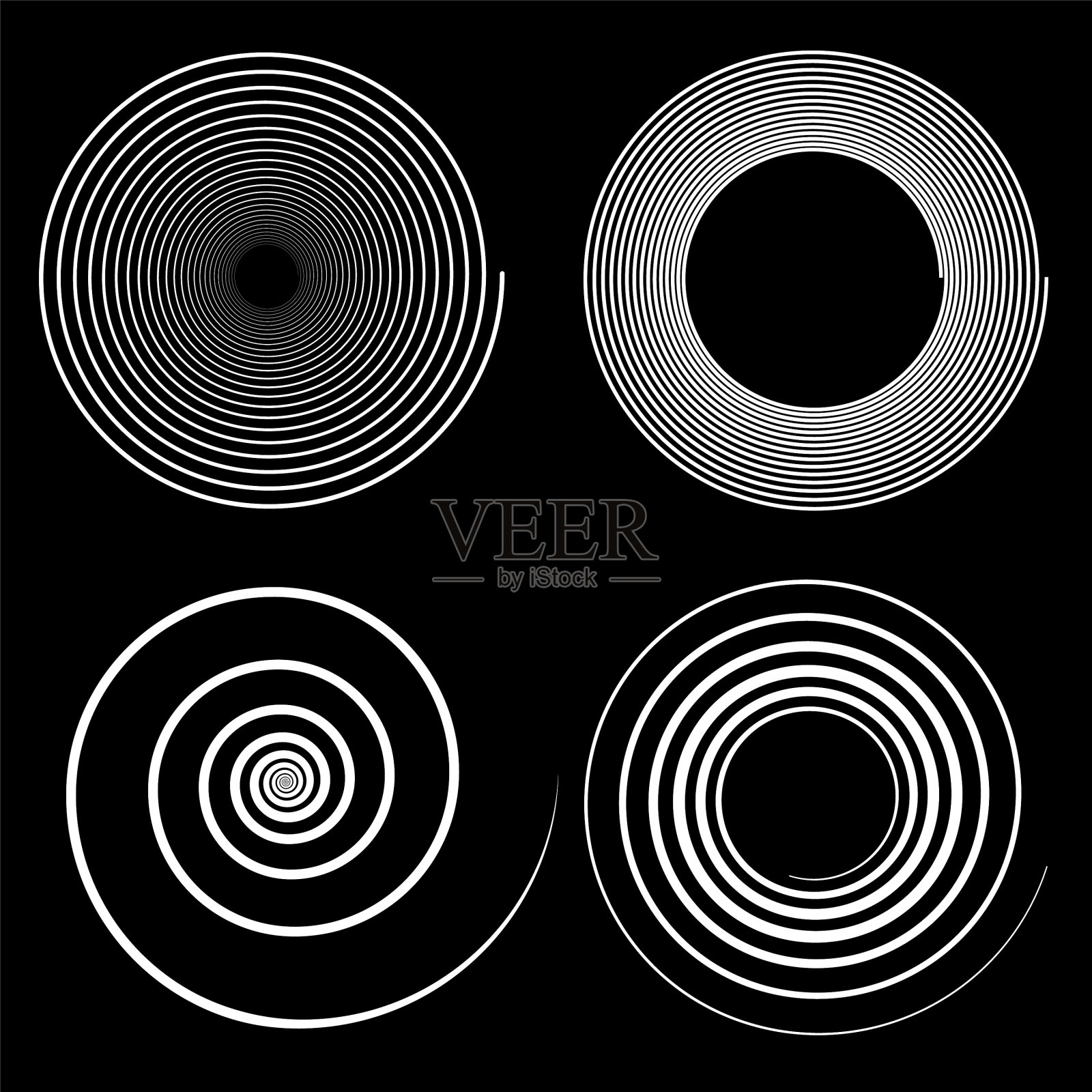 设置白色不同的螺旋形状插画图片素材