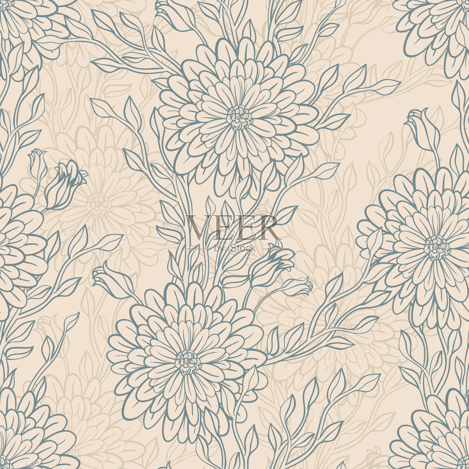 花和花蕾插画图片素材