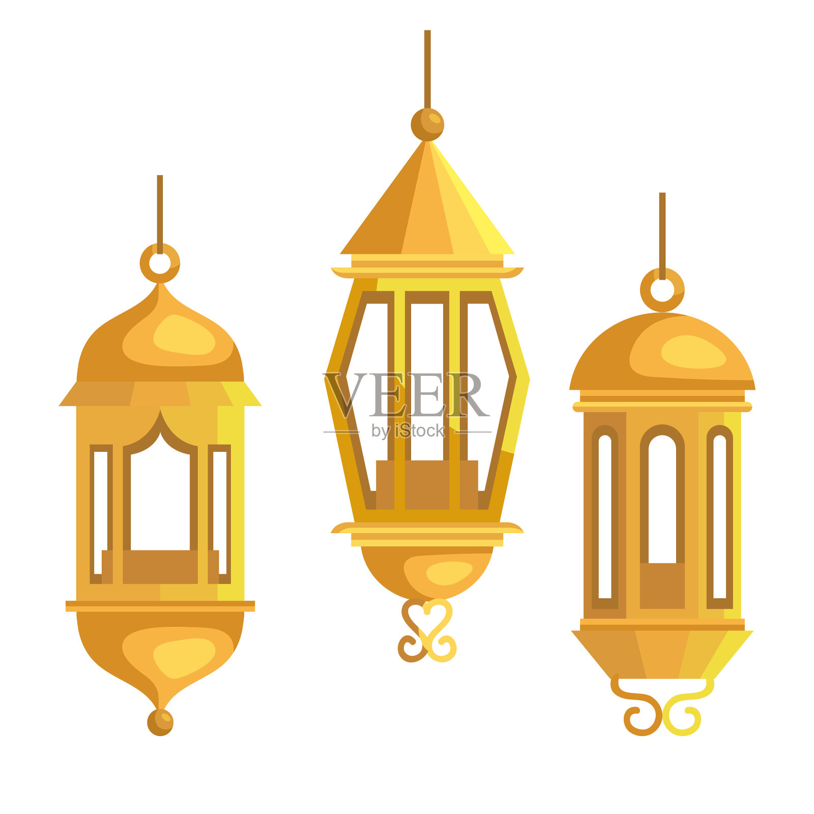 挂上斋月吊灯插画图片素材