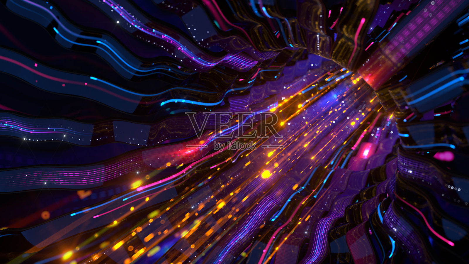 发光霓虹灯动态流3D渲染插图照片摄影图片