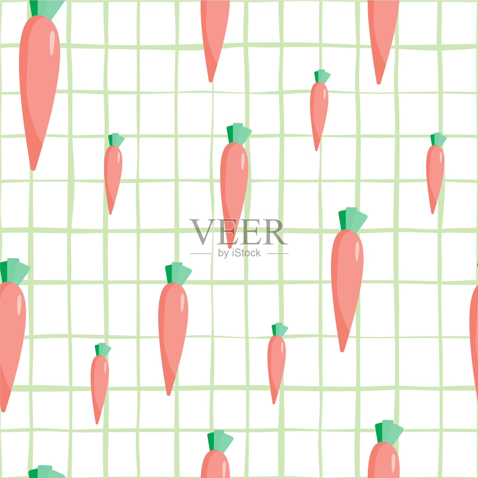 几何橙色胡萝卜无缝图案插画图片素材