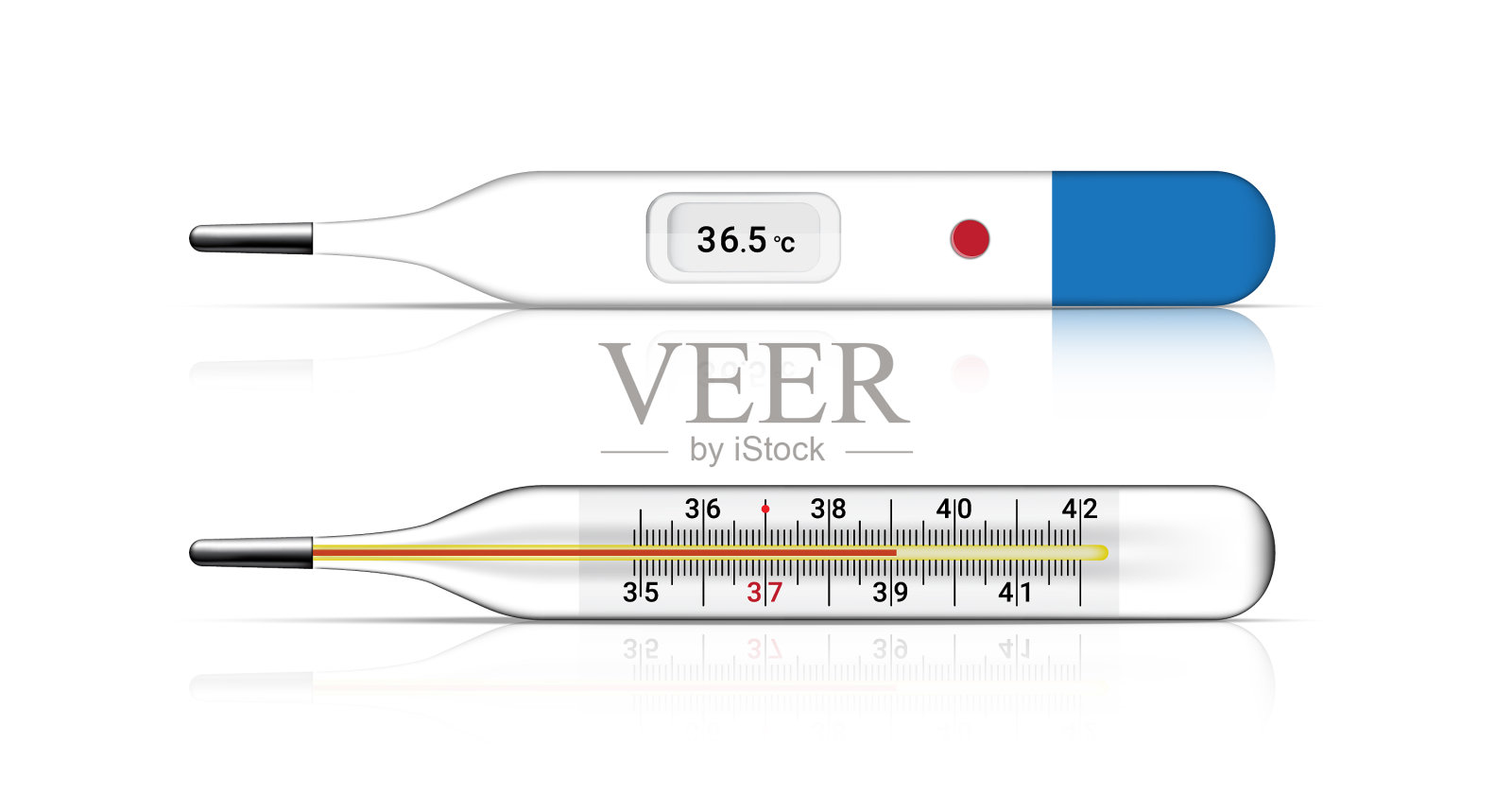模拟真实的发烧温度计插画图片素材
