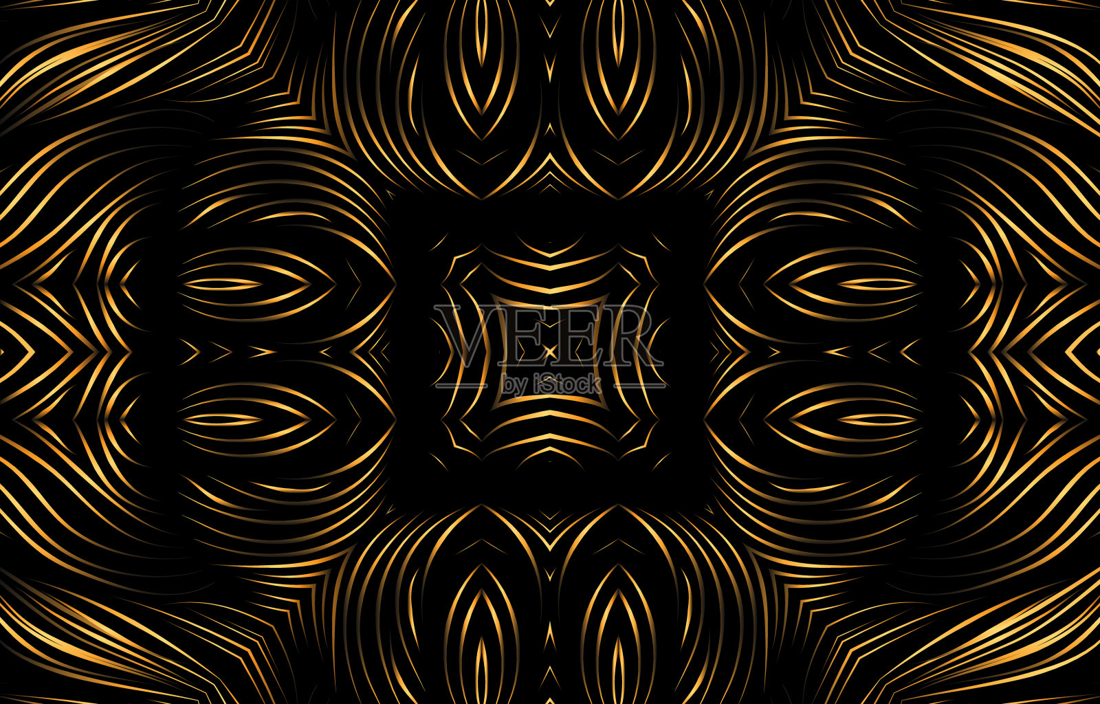 金色背景与抽象风格插画图片素材