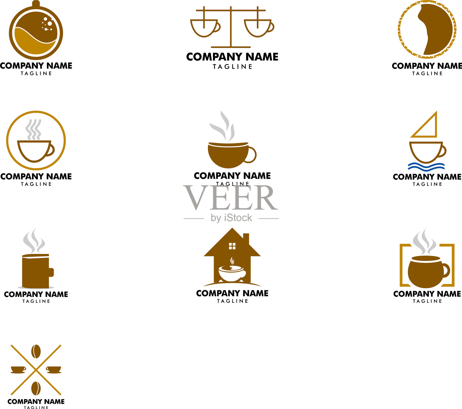 设置咖啡店标识设计模板图标素材