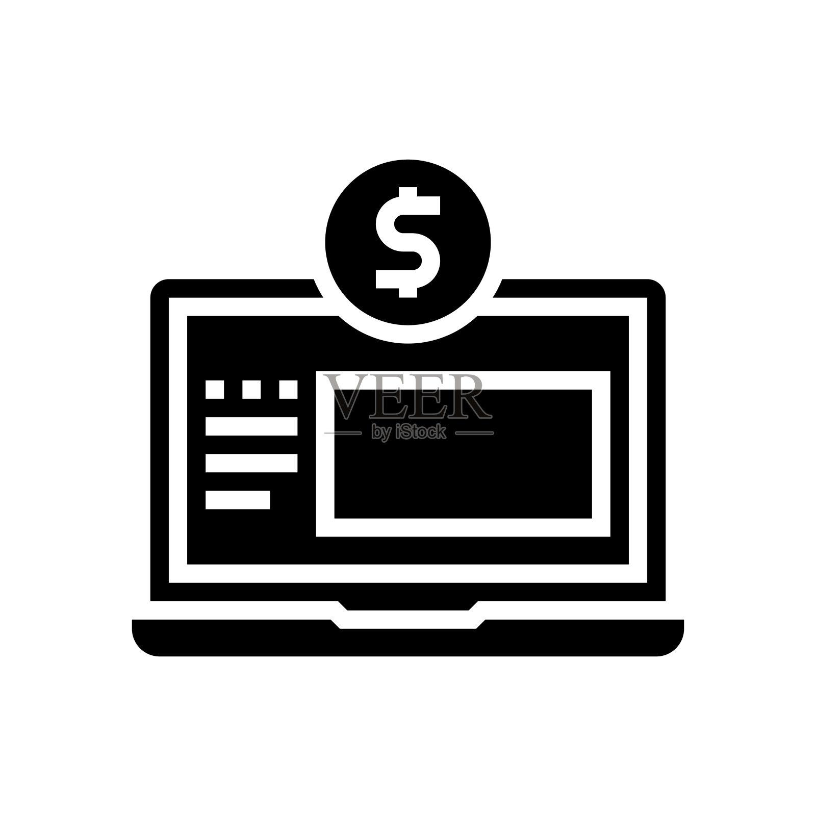 金融互联网工作字形图标矢量插图插画图片素材