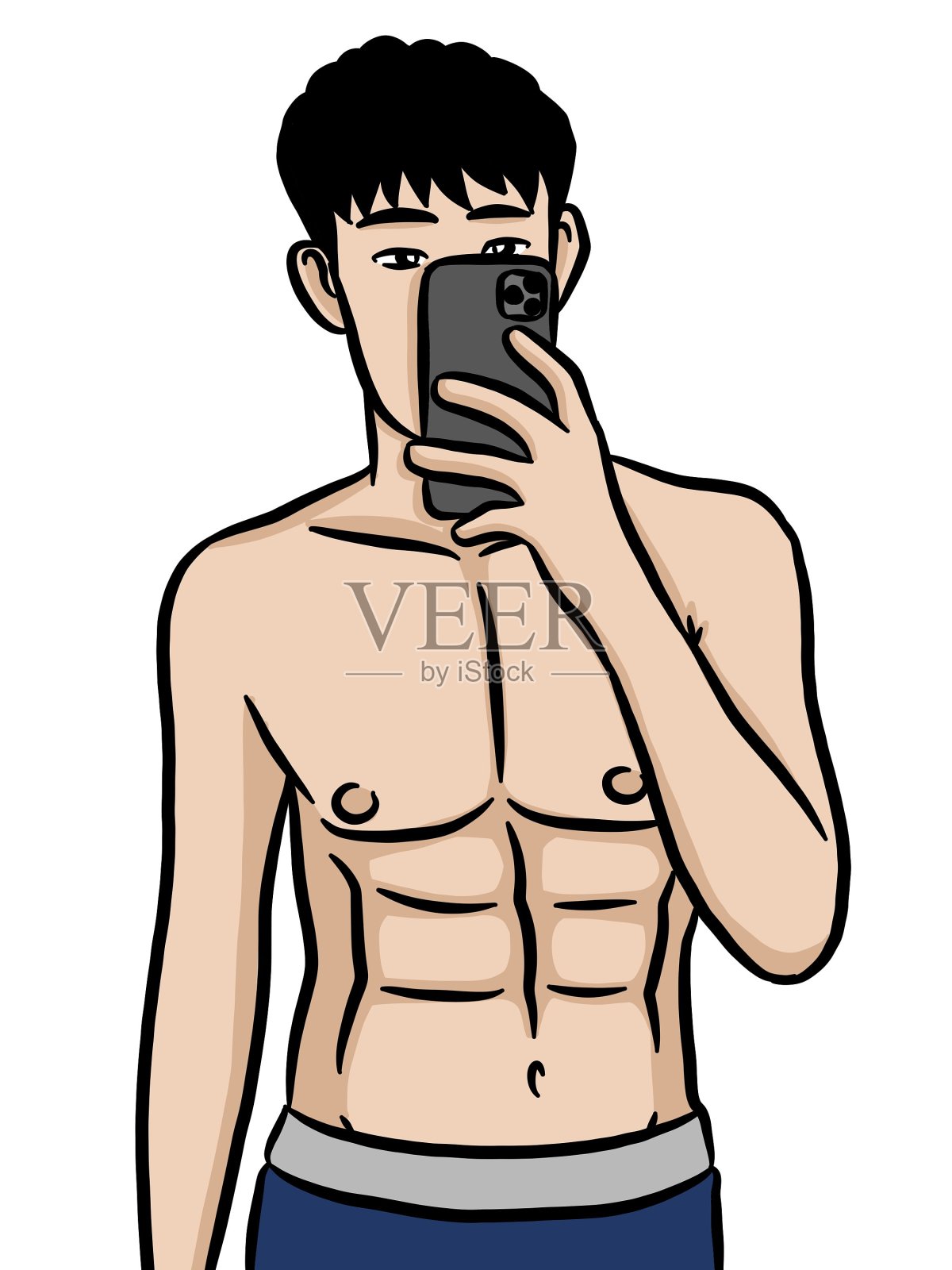 卡通可爱男人,白色背景插画图片素材