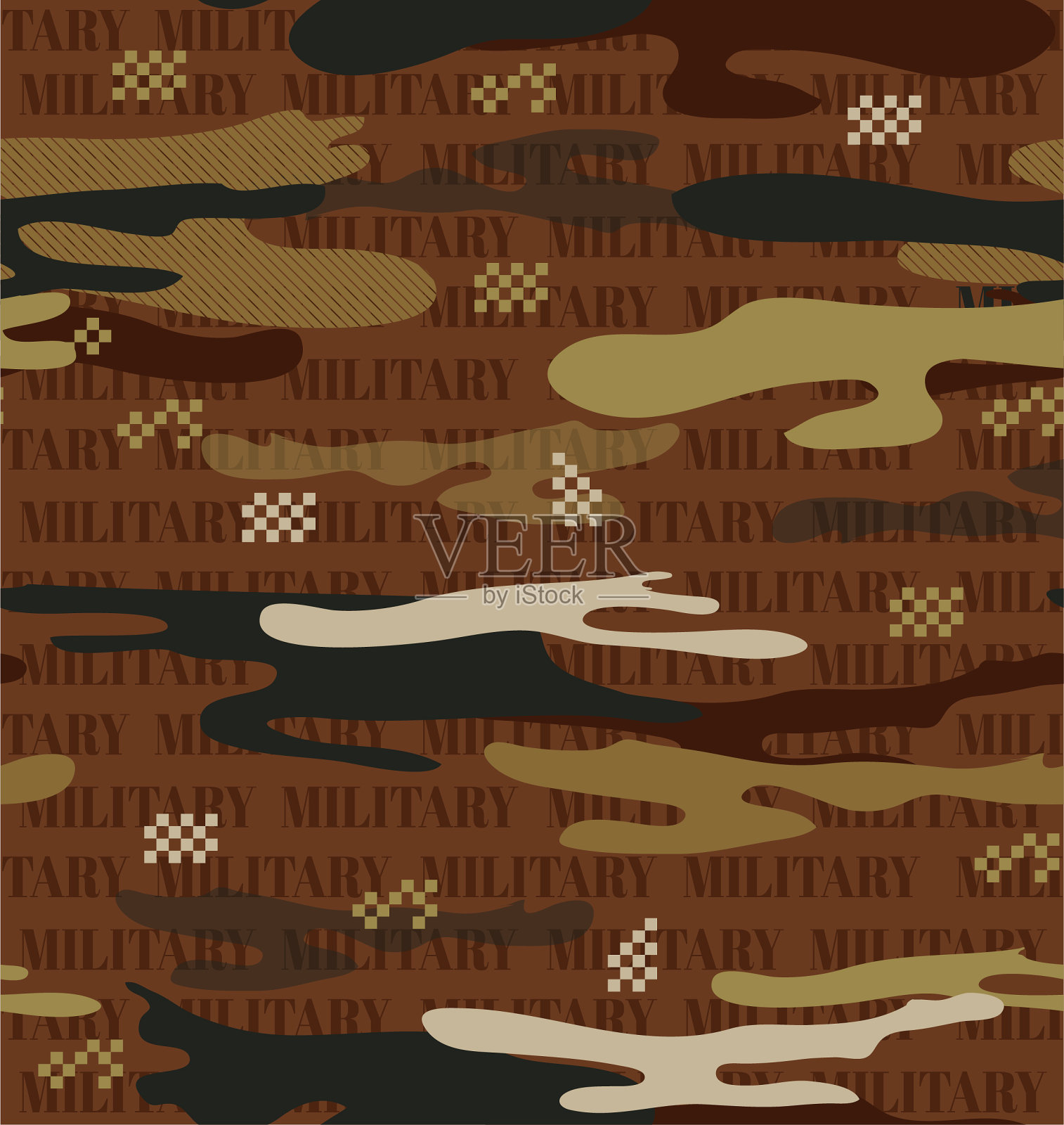 时尚迷彩服与军事文本和几何形状无缝图案矢量EPS10,设计时尚,织物,网页,壁纸,包装和所有印花插画图片素材