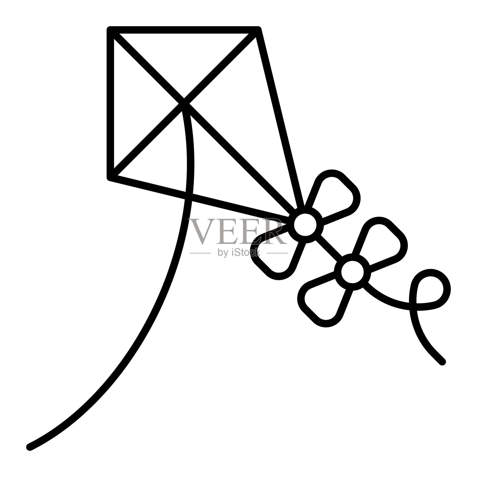 风筝图标,暑假相关矢量插画图片素材