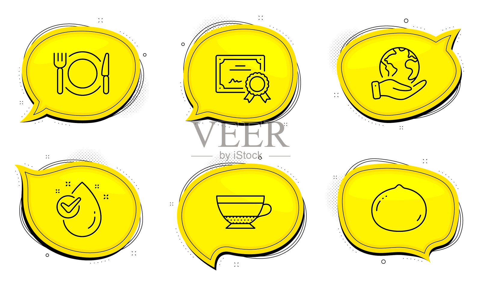 干卡布奇诺,澳洲坚果和水滴图标图标素材