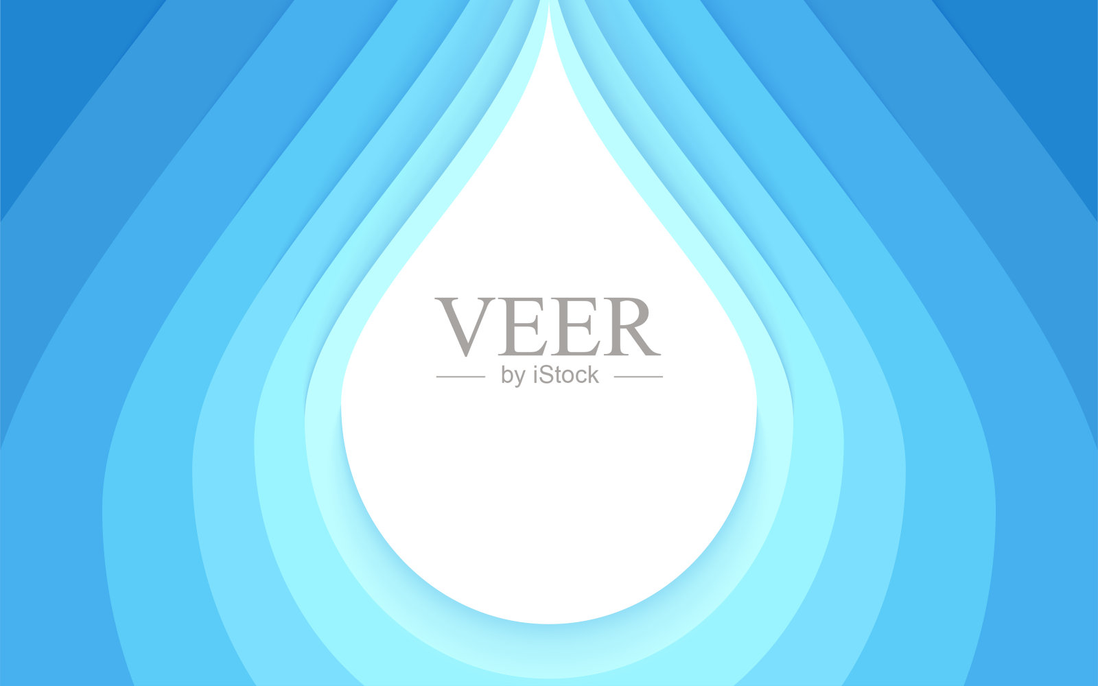 抽象蓝色水滴水波层剪纸插画图片素材