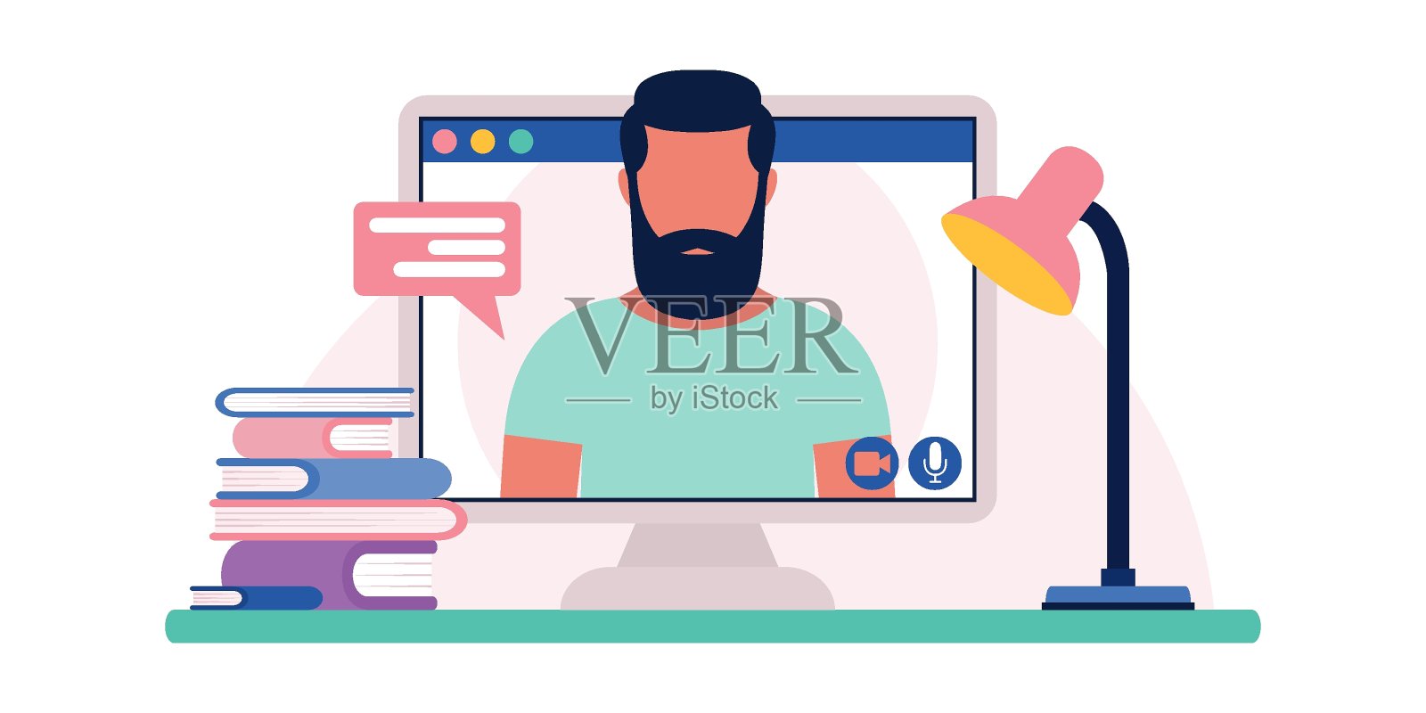 视频电话会议插画图片素材