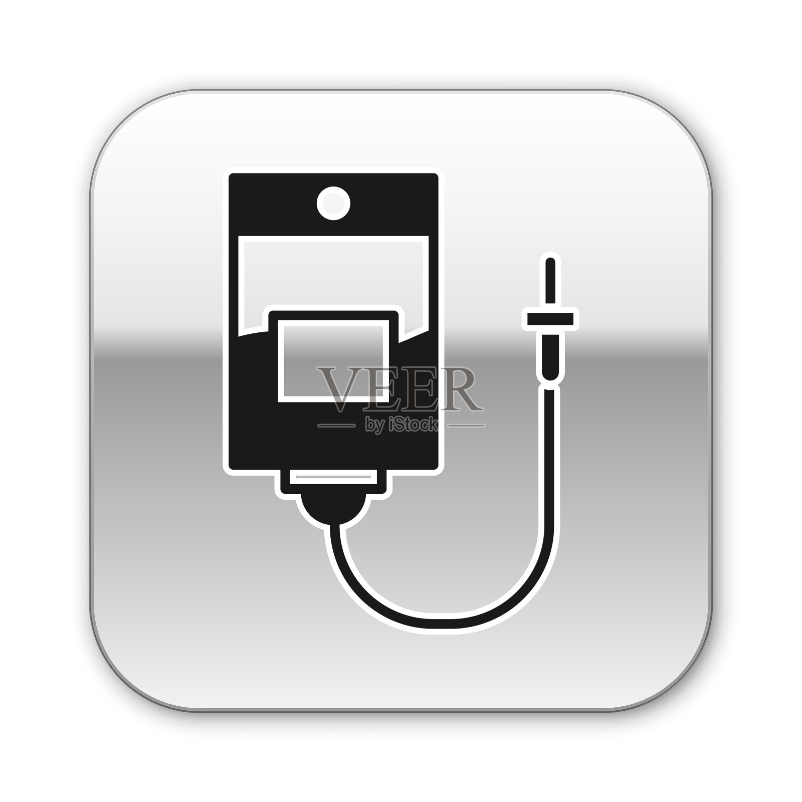 黑色iv袋图标孤立在白色背景插画图片素材