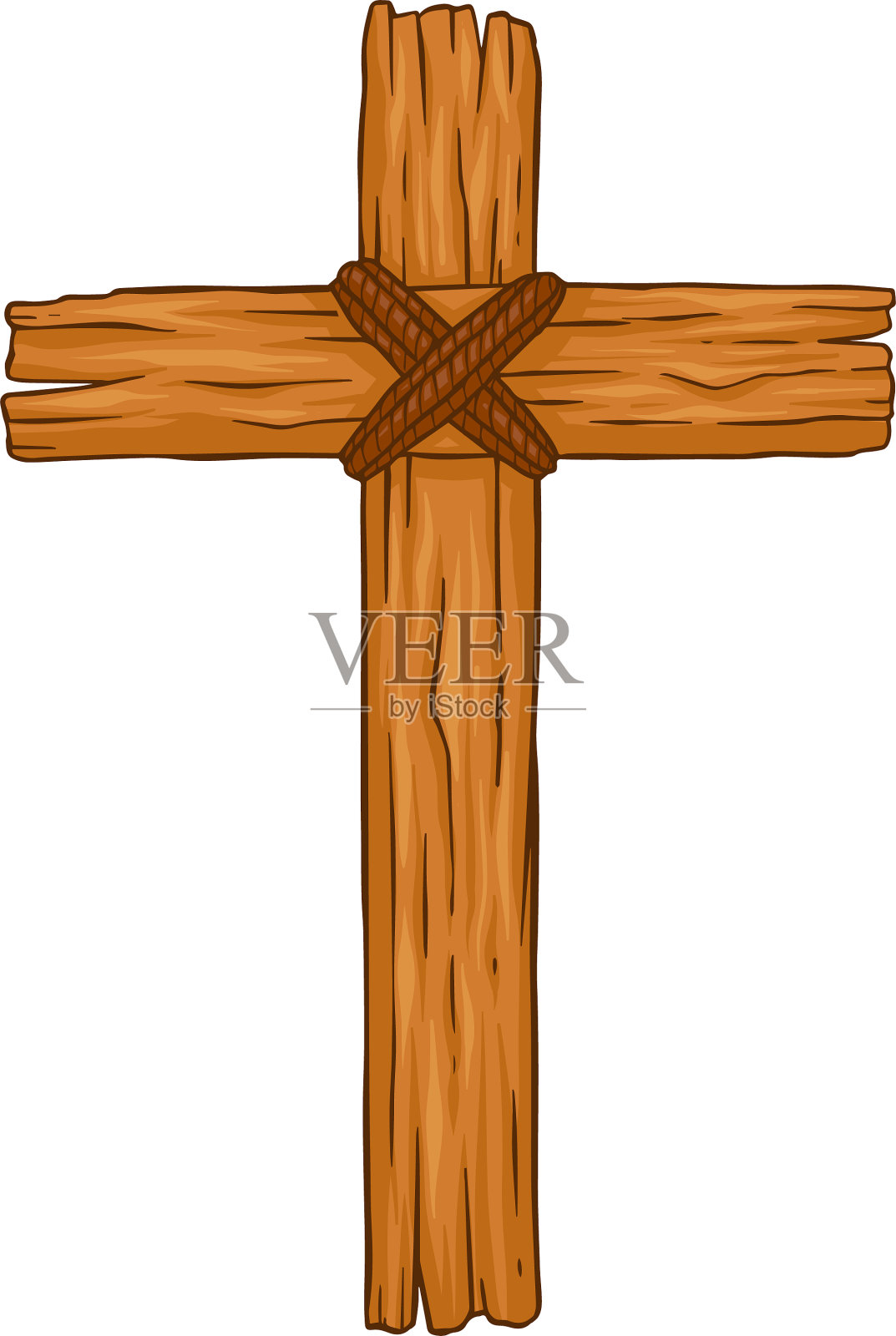 粗糙的木制基督十字架插画图片素材