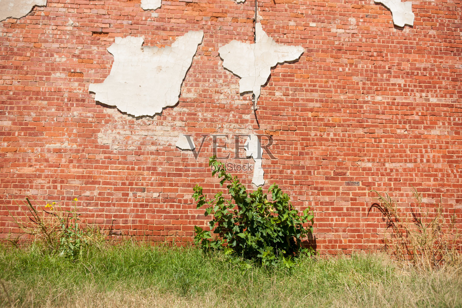 背景为旧砖墙和剩余的灰泥块照片摄影图片