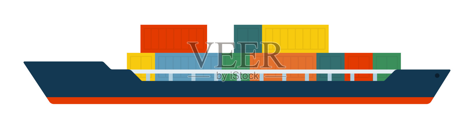 有指挥舱和货舱隔离的集装箱船。插画图片素材