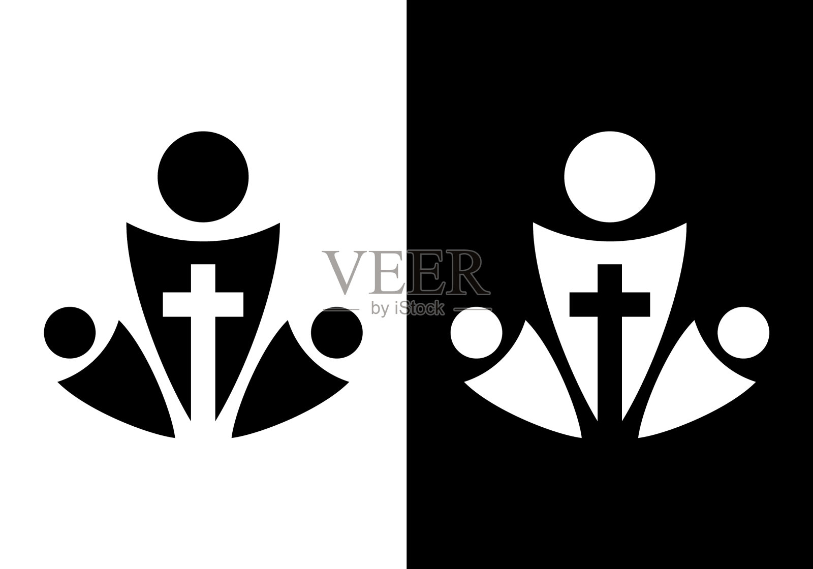 教堂标志基督教标志符号十字图标素材