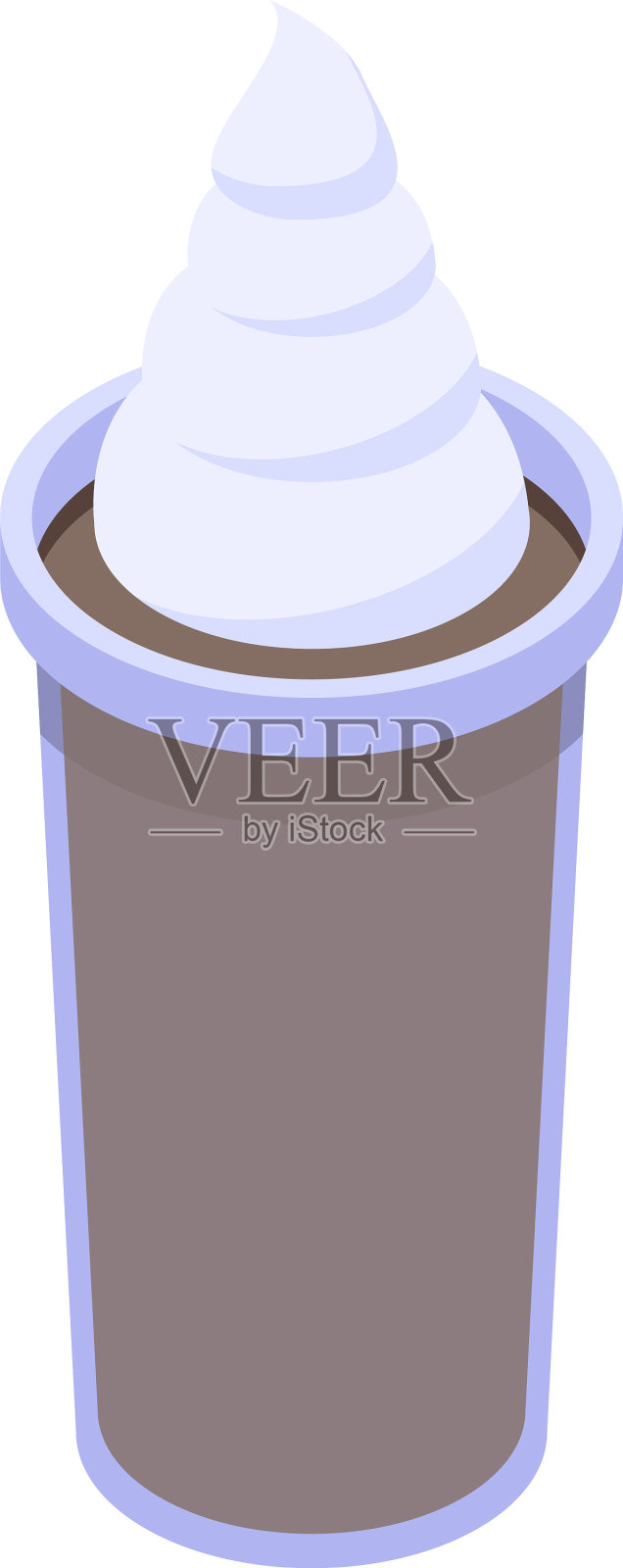 咖啡拿铁奶油图标等距风格插画图片素材