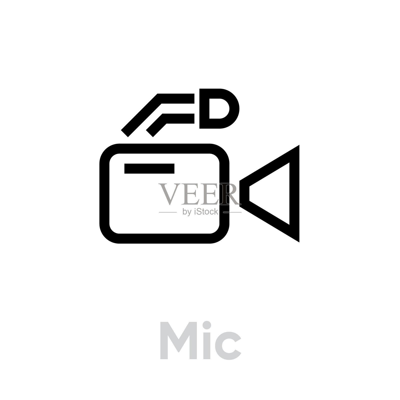 麦克风平面图标可编辑大纲插画图片素材