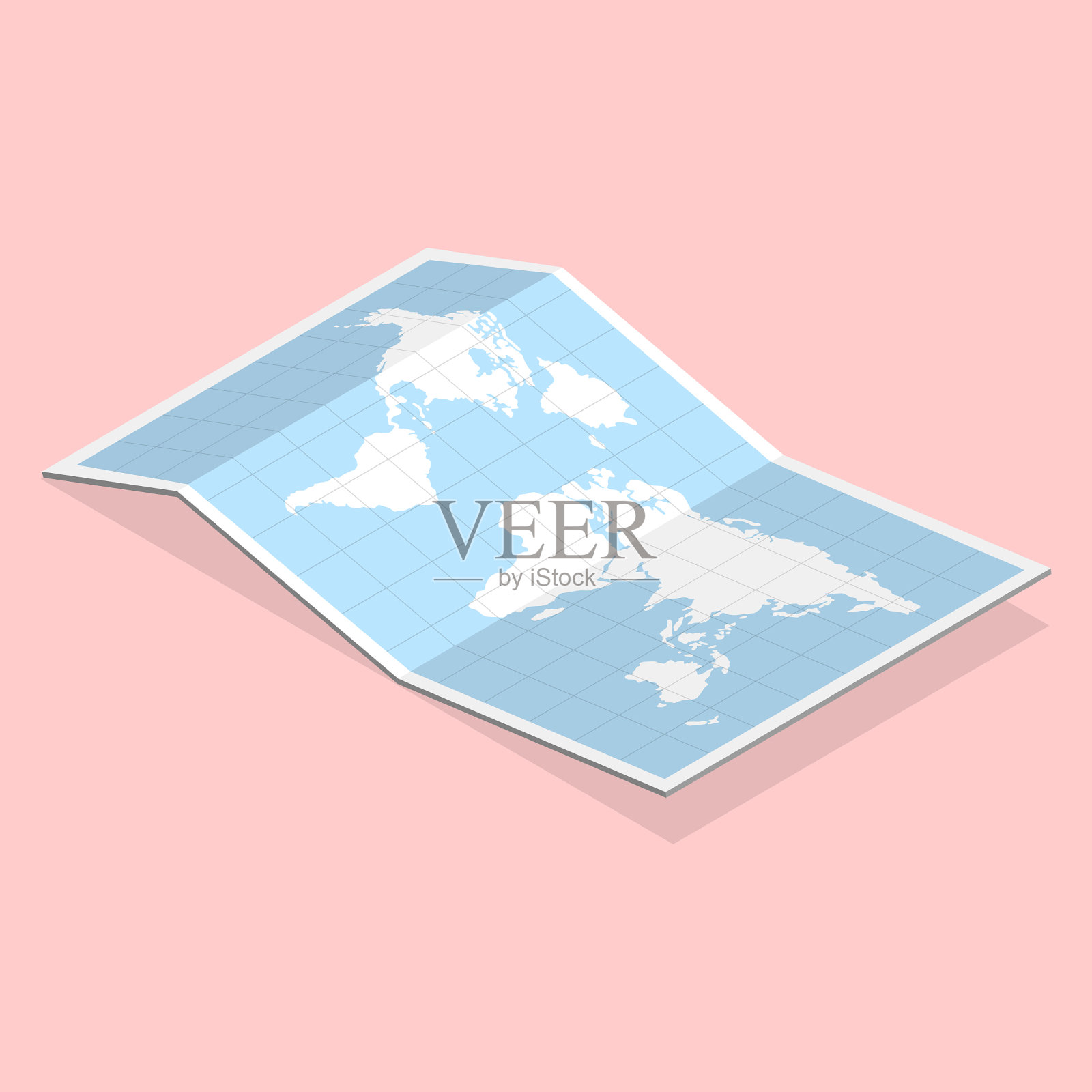 三维等距平面概念纸地图插画图片素材