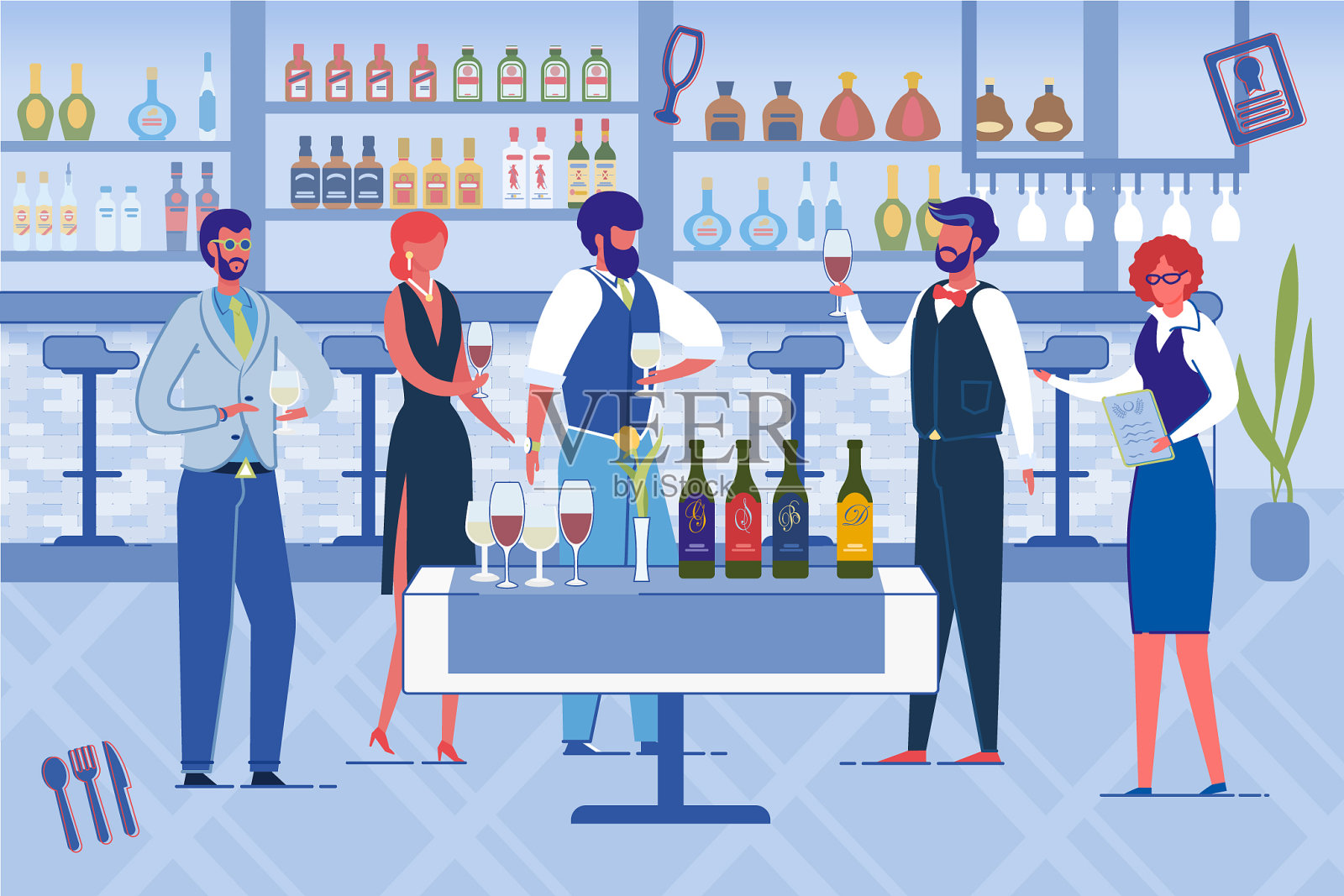 开新餐馆的人喝酒插画图片素材