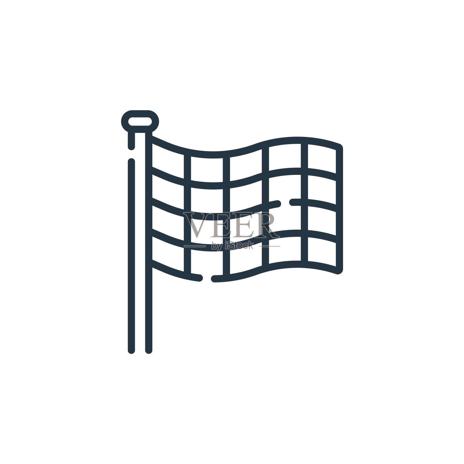 完成标志矢量图标隔离在白色背景。轮廓,细线完成标志图标,用于网站设计和手机,应用程序开发。细线完成旗帜轮廓图标矢量插图。图标素材