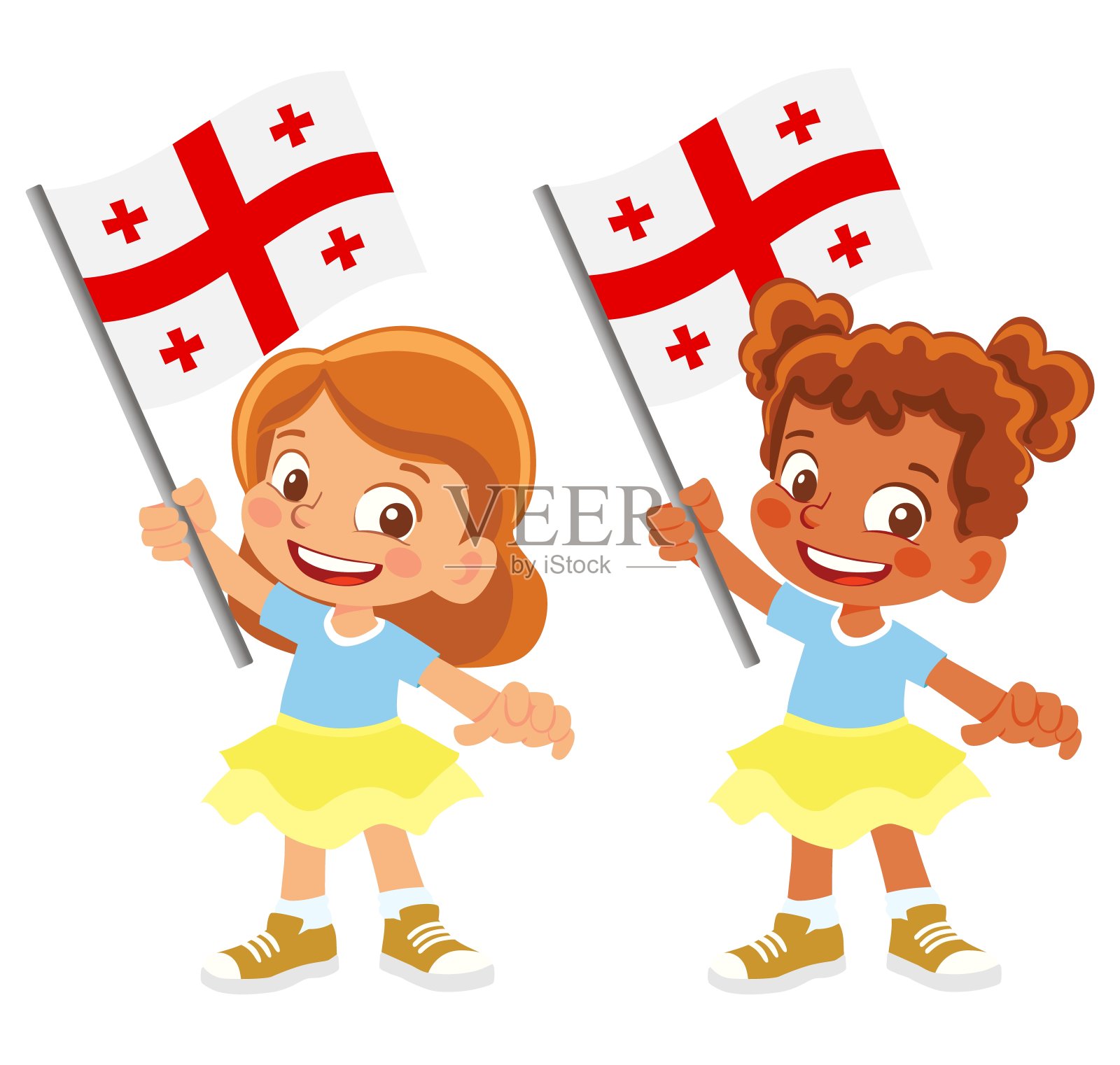 拿着乔治亚旗的孩子设计元素图片