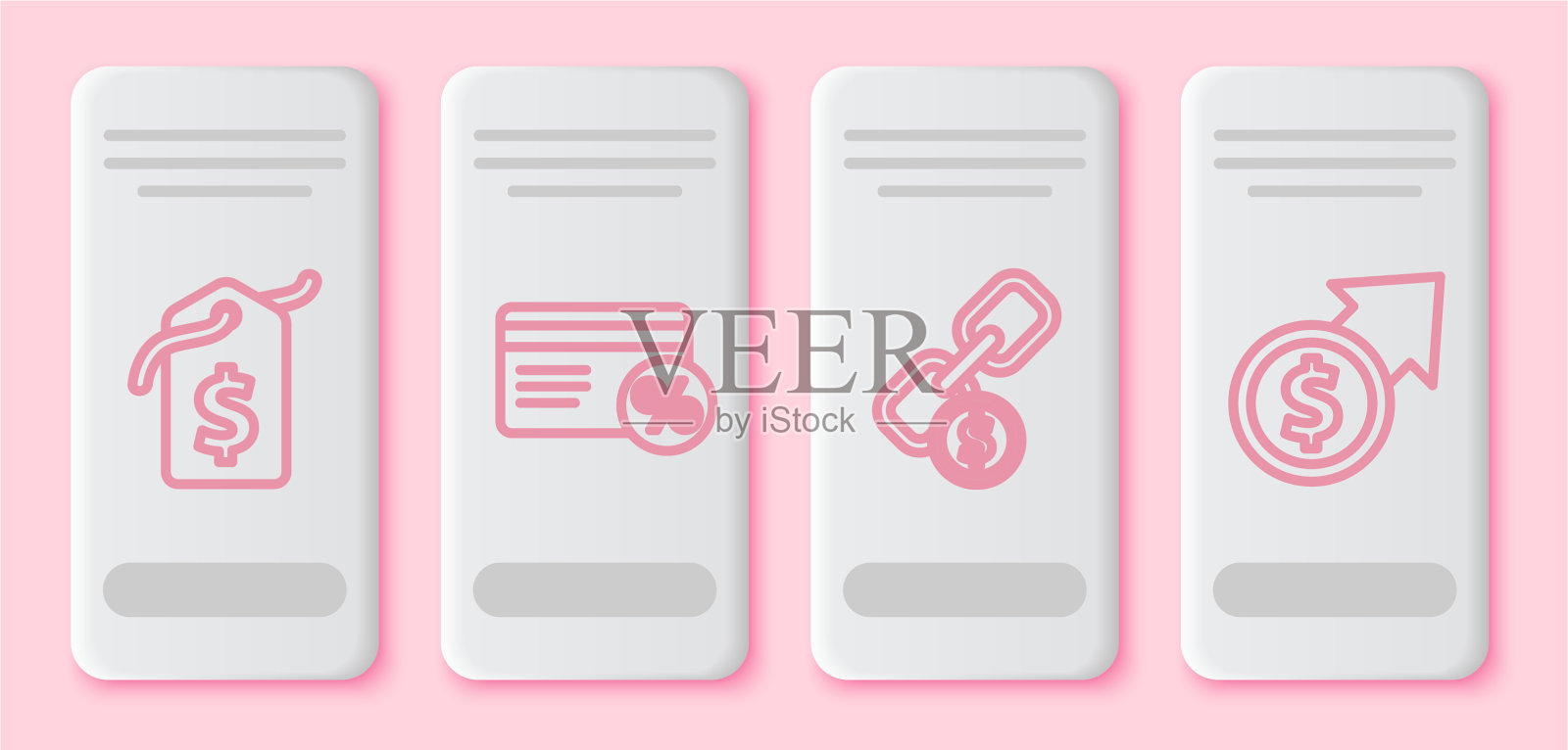 设定线价格标签与美元折扣卡插画图片素材